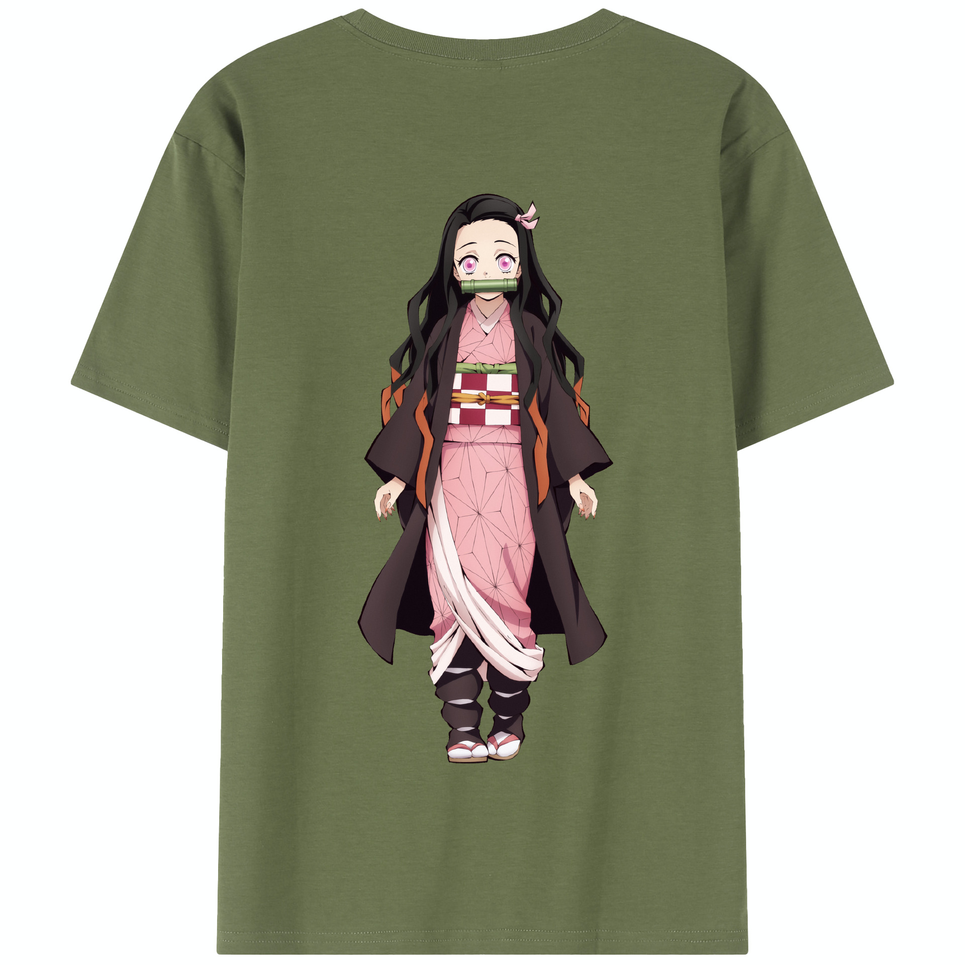 （画像用） 鬼滅の刃（きめつのやいば）竈門 禰󠄀豆子／かまど ねずこ Kamado Nezuko 綿100％半袖Tシャツ（背面プリント）